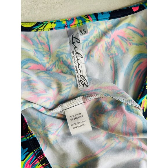 Lulu B Women's Sz XS 3/4 Sleeve Ruffle Bottom Dress Navy Palm - Picture 11 of 12